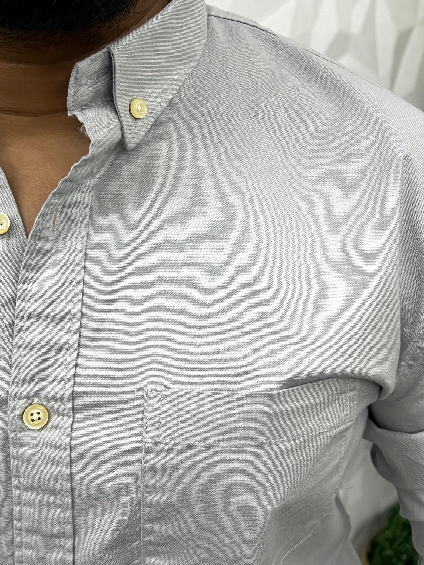 Oxford lycra solid shirt (Light grey)