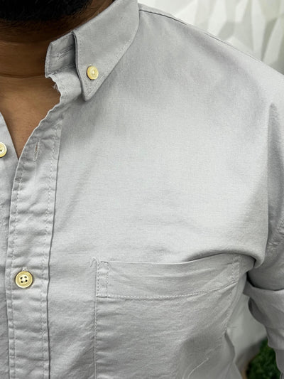Oxford lycra solid shirt (Light grey)
