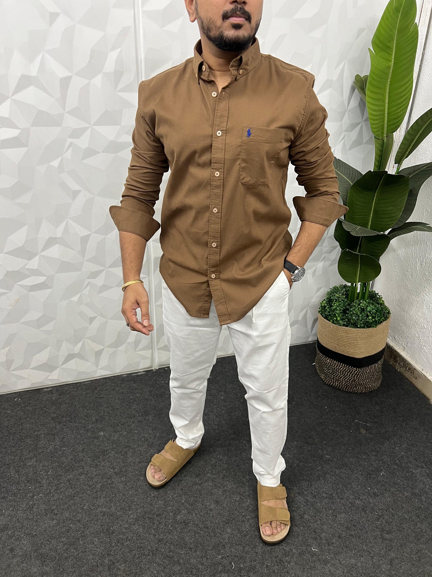 Corduroy lycra fabric shirt