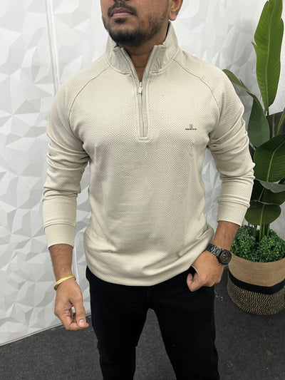 High neck popcorn fabric t-shirt