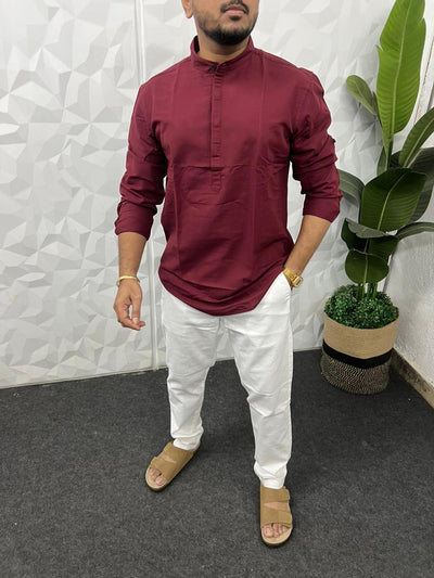 Slub linen short kurta