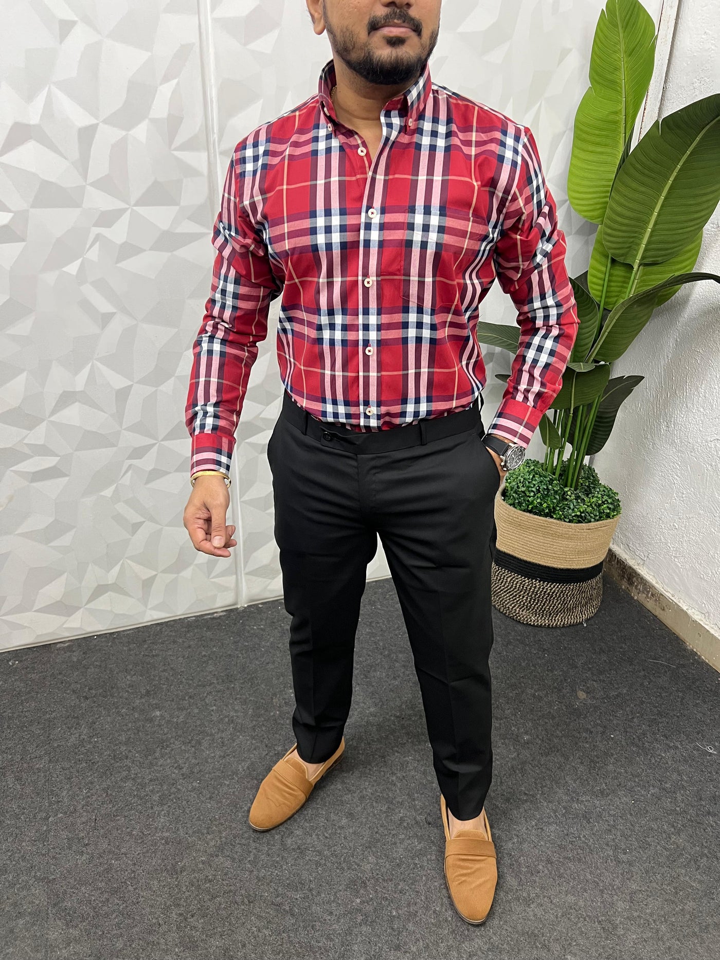 Cotton poplin burberry chex shirt