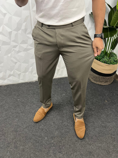 Peanut fabric ankle trouser