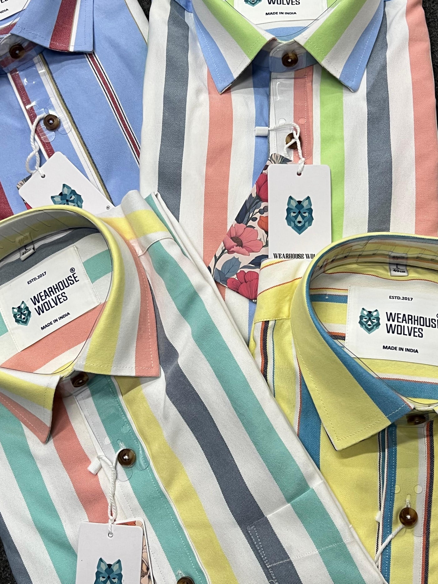 Oxford fabric multicolour stripes shirt