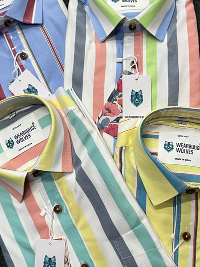 Oxford fabric multicolour stripes shirt