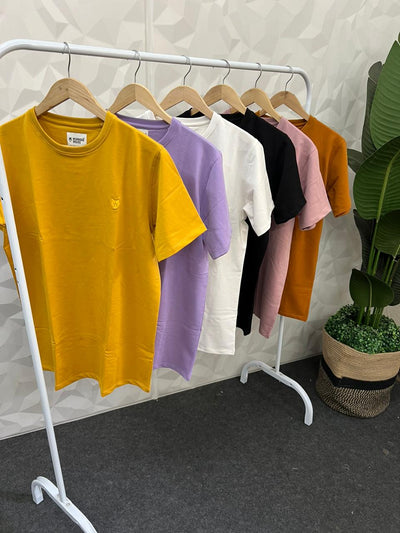 4 way lycra fabric solid t-shirt ( kesari )