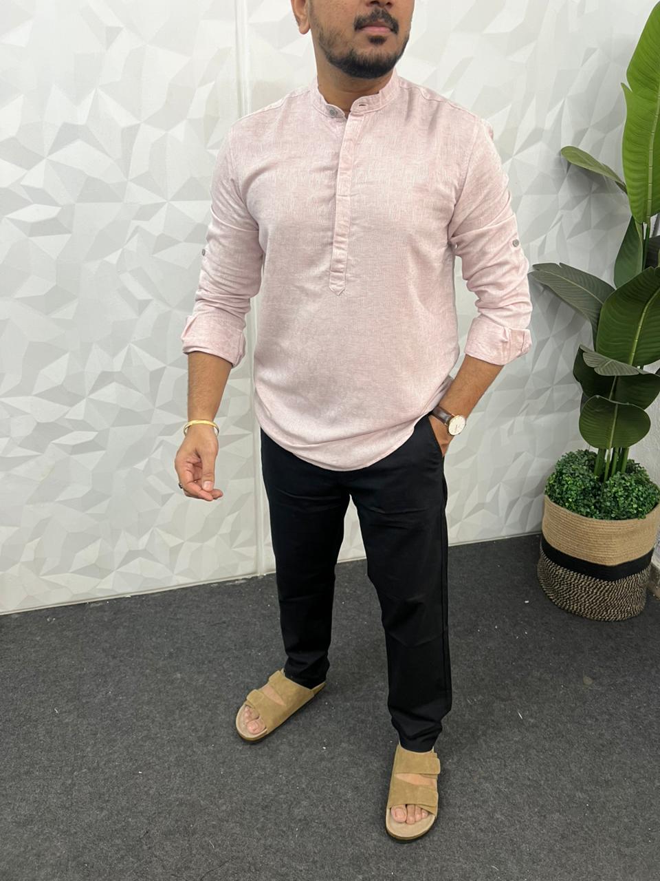 Linen texture short kurta