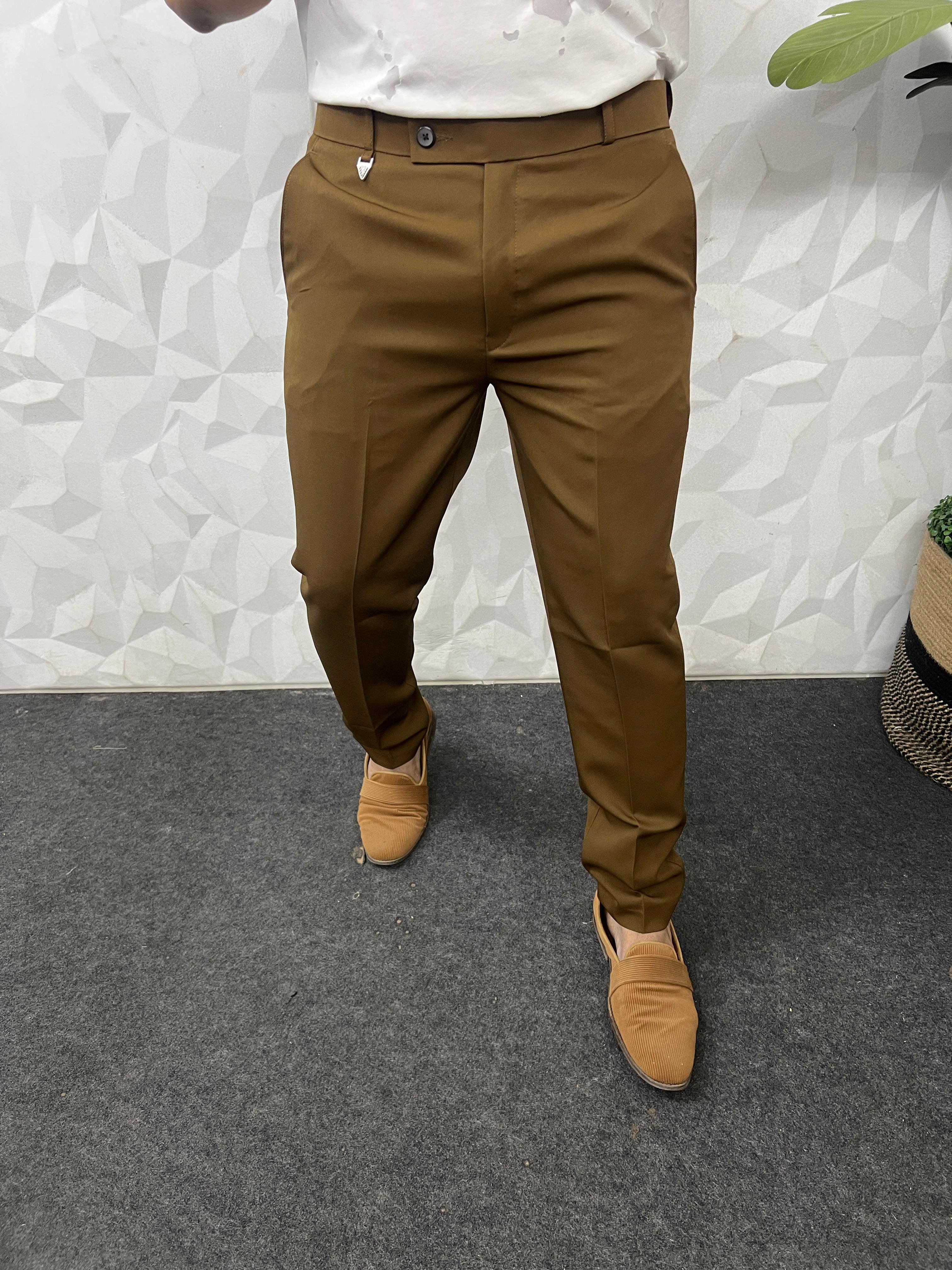 Cotton lycra brown trouser