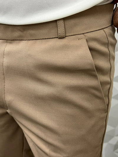 Peanut fabric ankle trouser ( Tan brown )