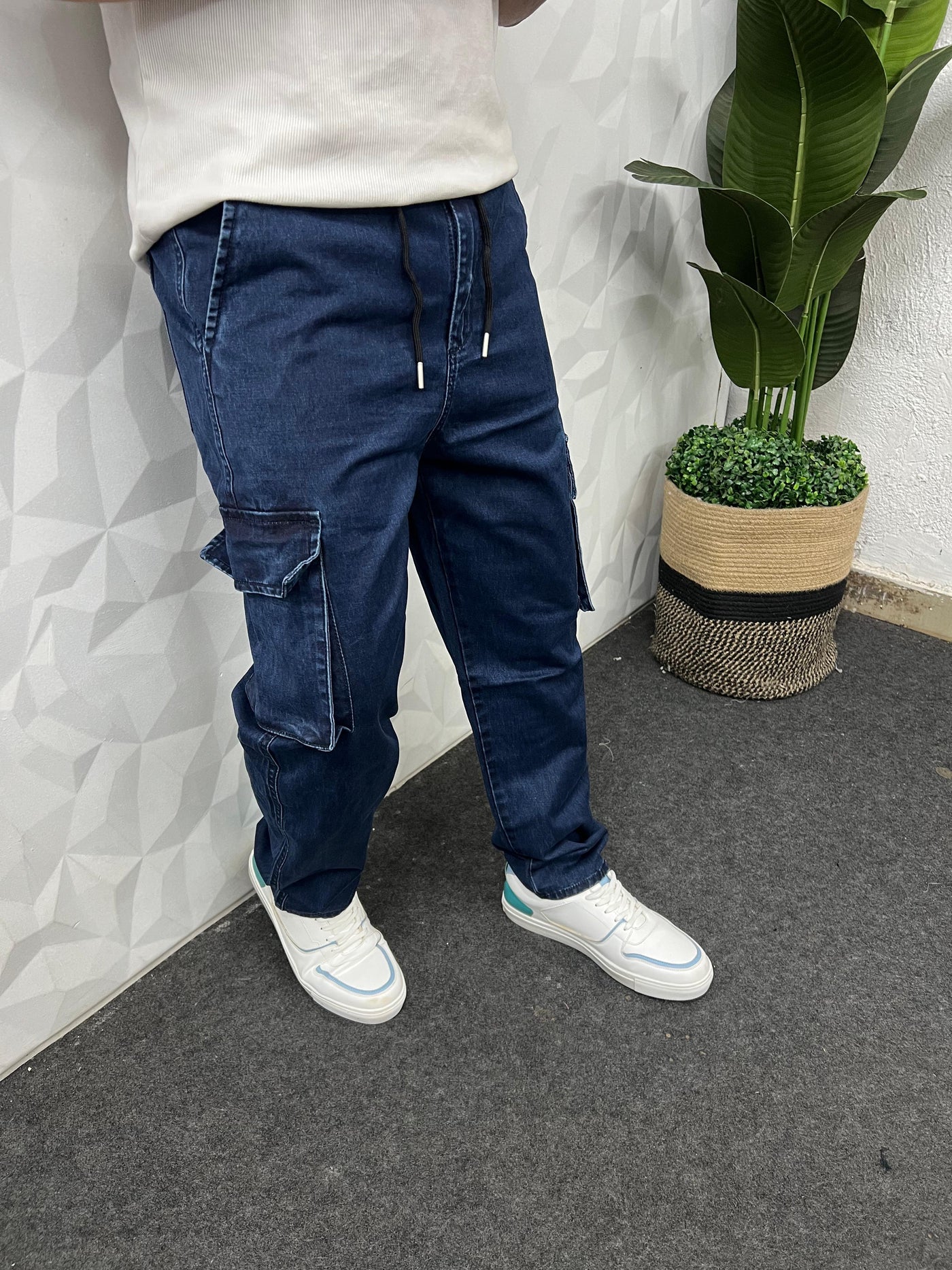 Denim fabric cargo pant