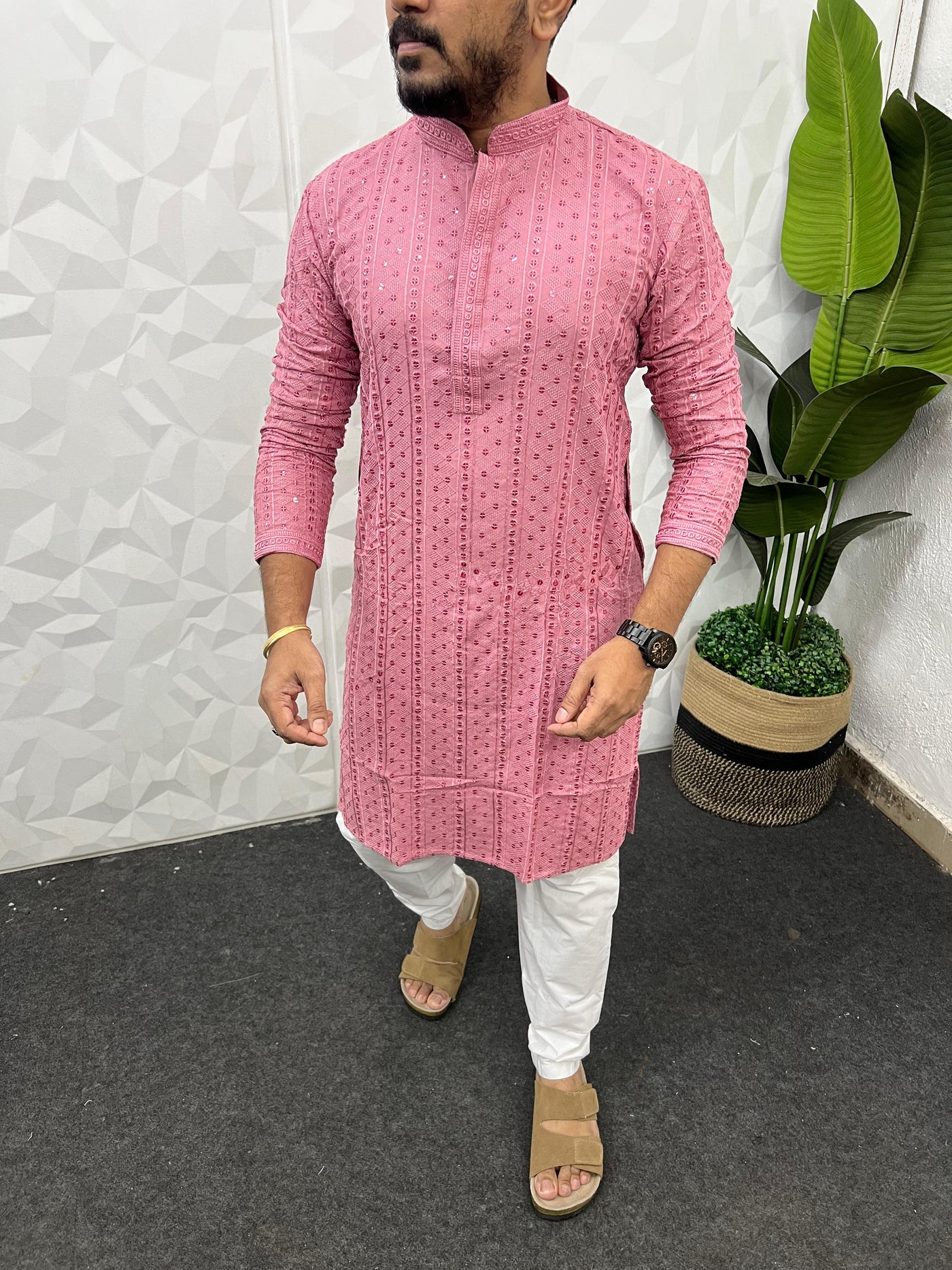 Lucknowi fabric long kurta