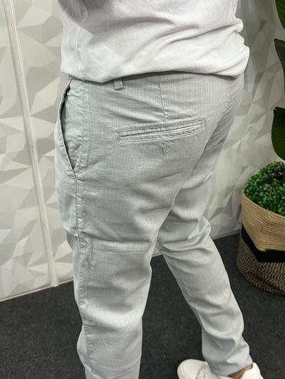 Linen fabric chino pants ( light grey )