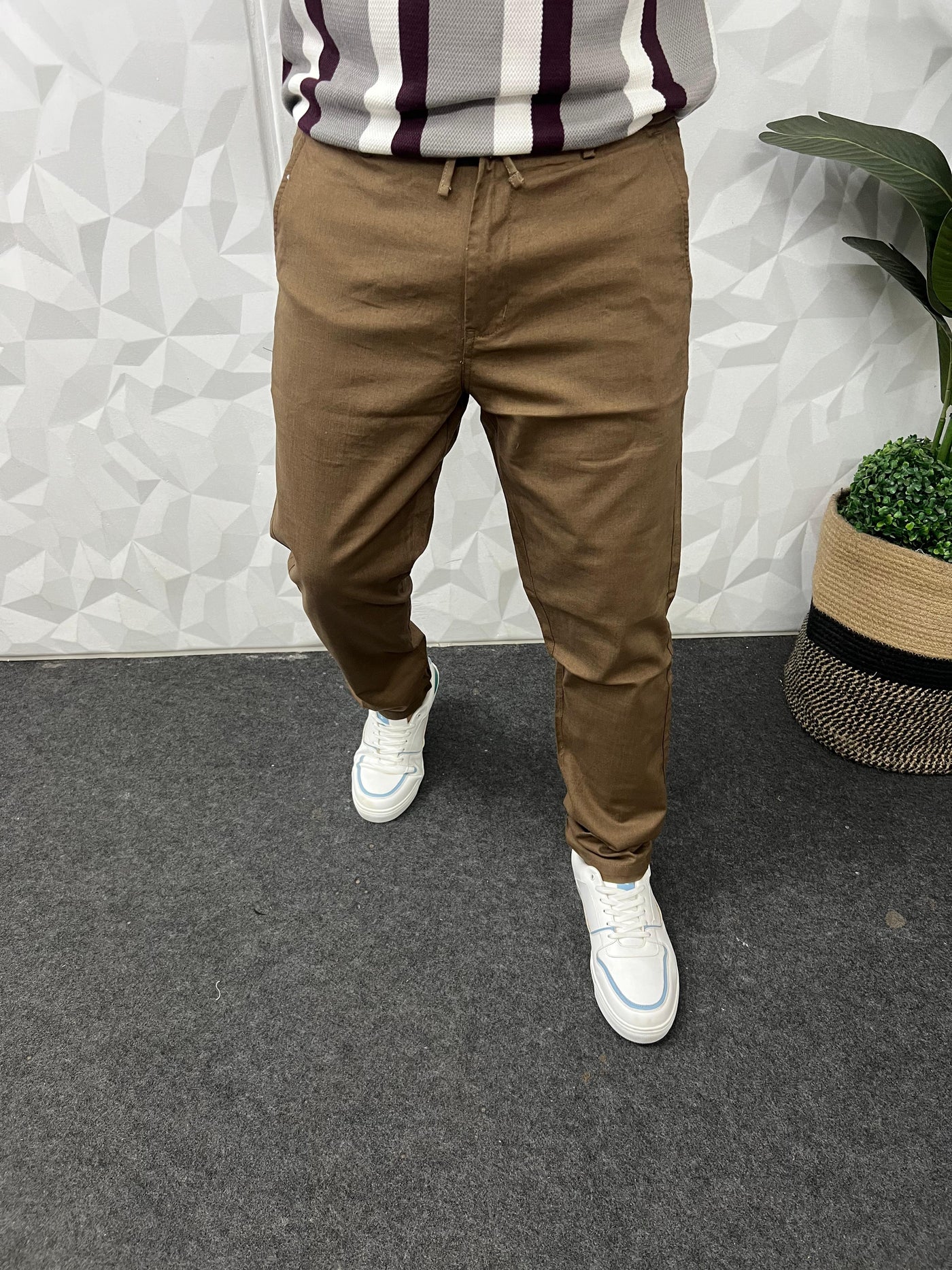 Dobby linen fabric pants