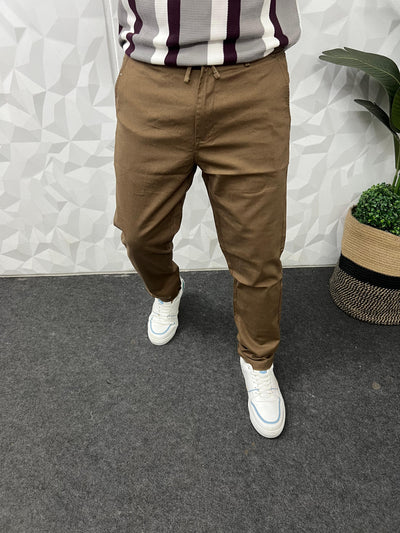 Dobby linen fabric pants