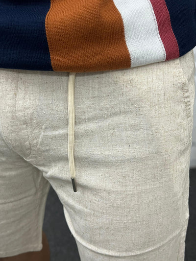 Linen fabric shorts (Beige)