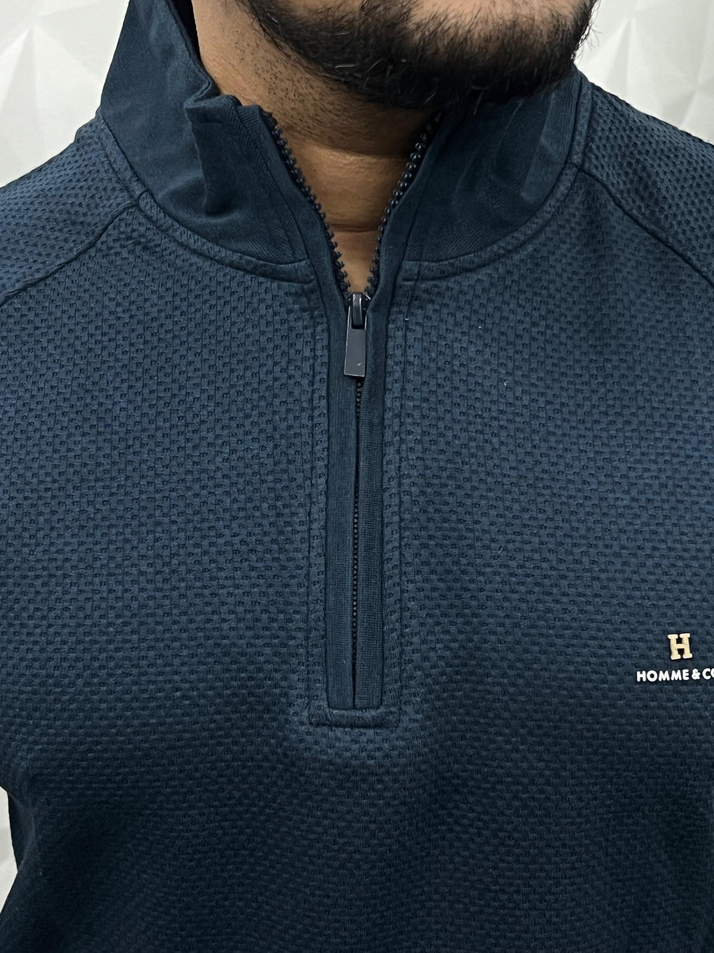 High neck popcorn fabric t-shirt