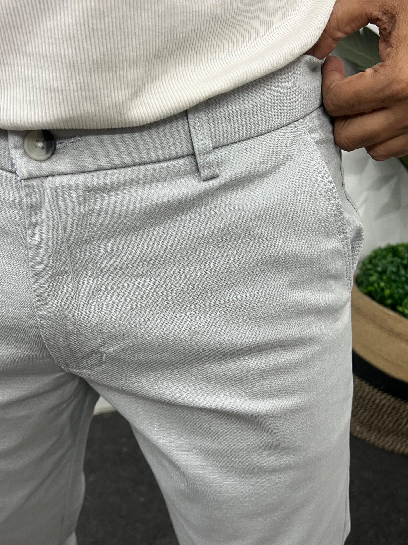 Linen fabric chinos