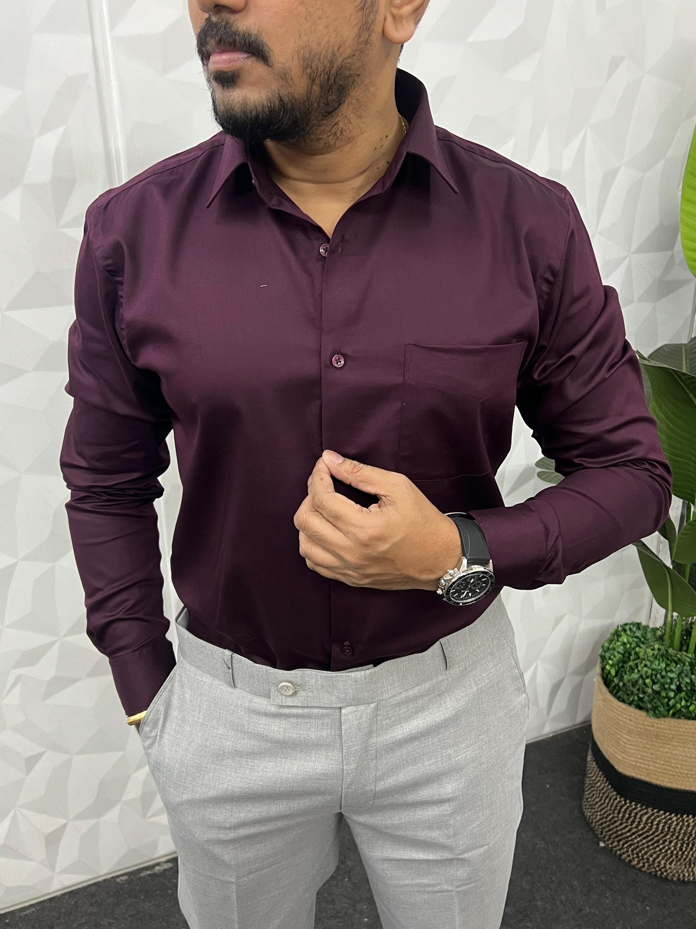 Cotton lycra fabric plain shirt