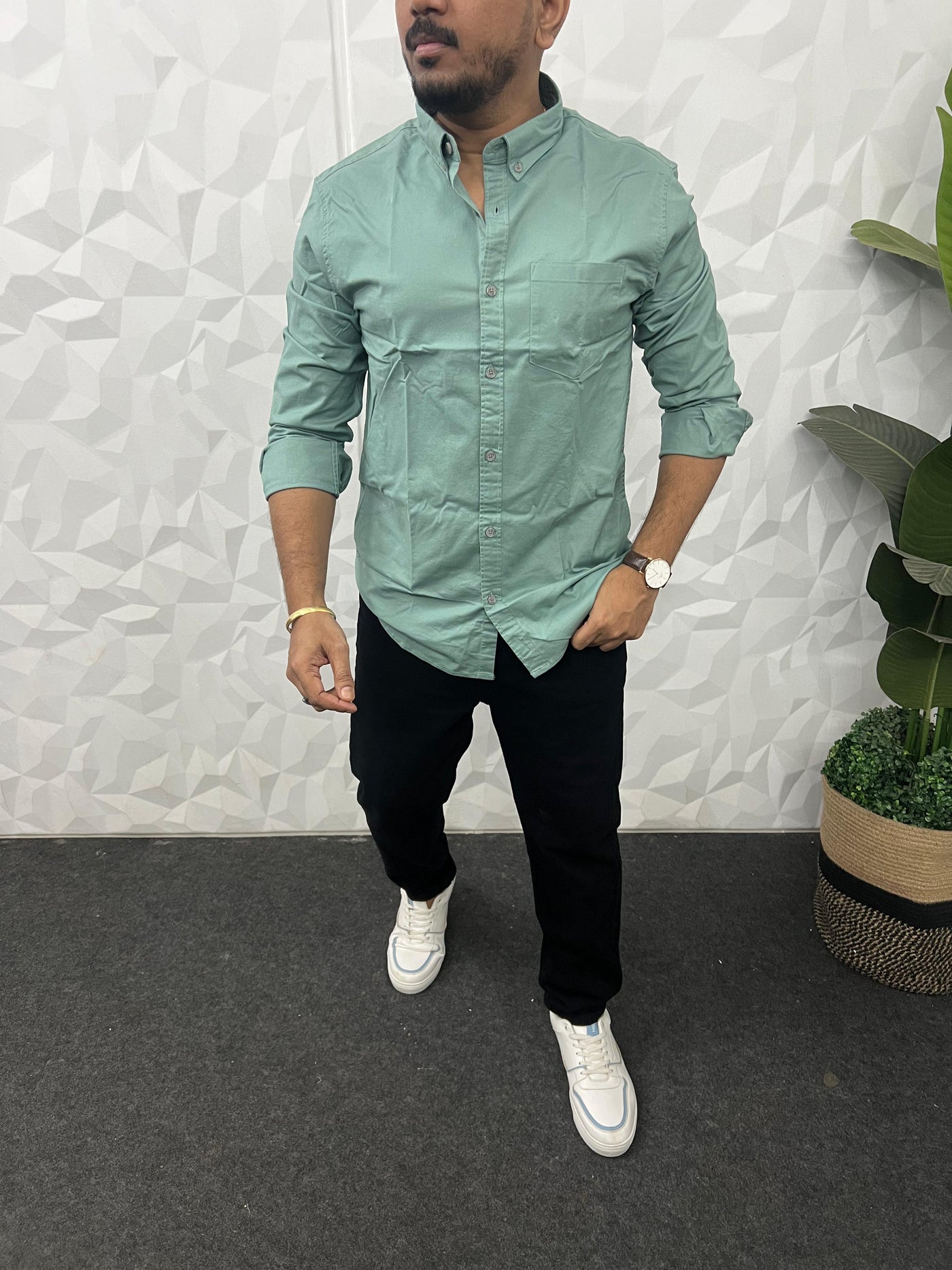 Oxford fabric plain shirt