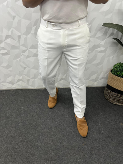 Cotton lycra fabric white trouser