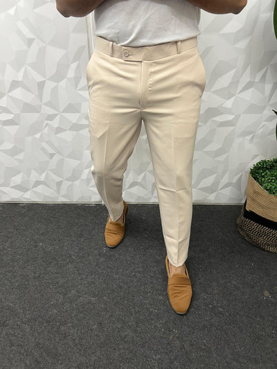 Cotton lycra fabric cream trouser