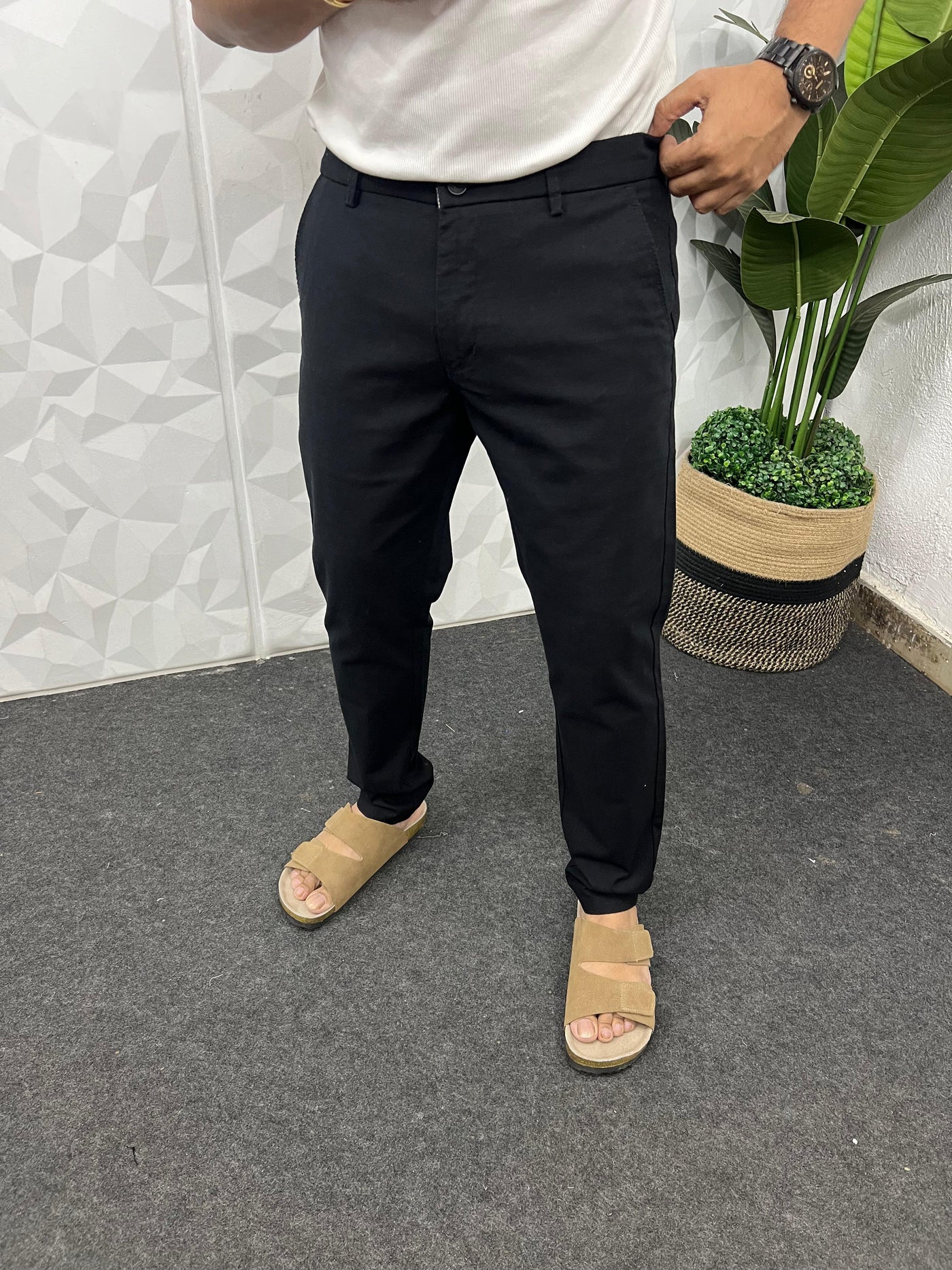 Linen fabric chinos