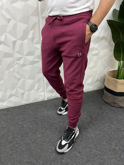 Jute fabric maroon track pant