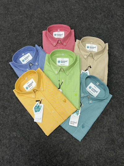 Oxford fabric formal small chex shirt