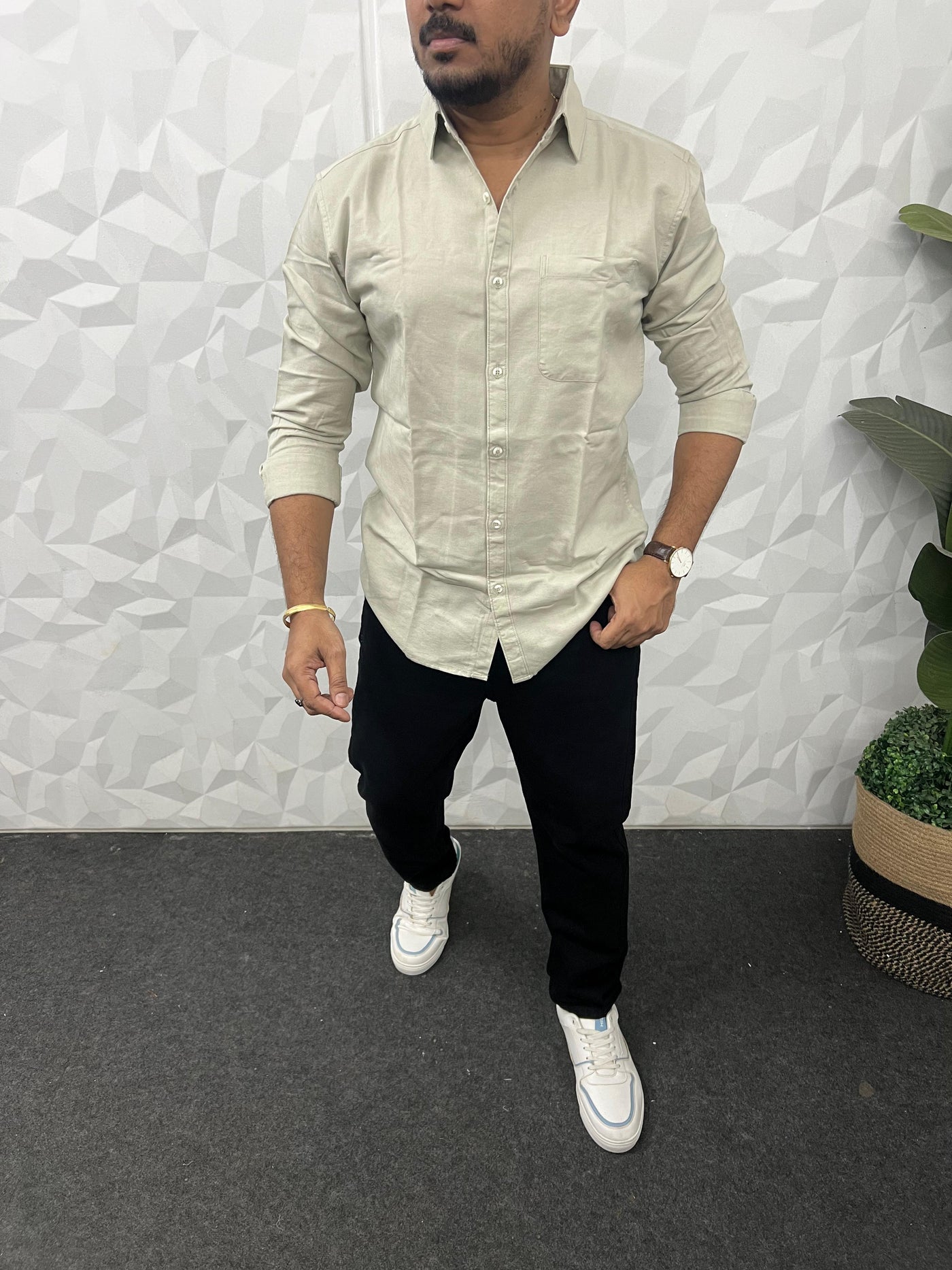 Twill fabric plain shirt