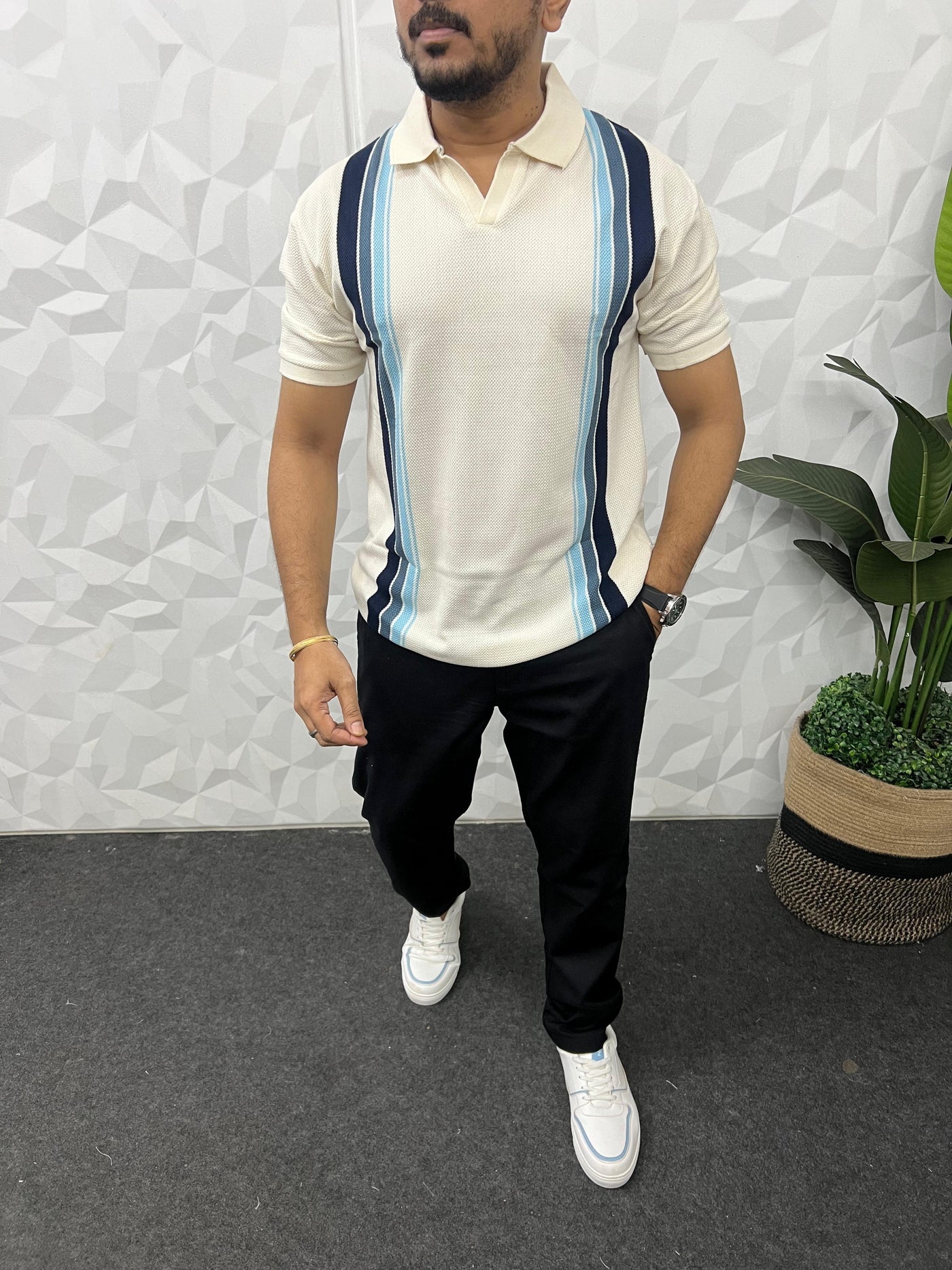 Knitted fabric polo t-shirt