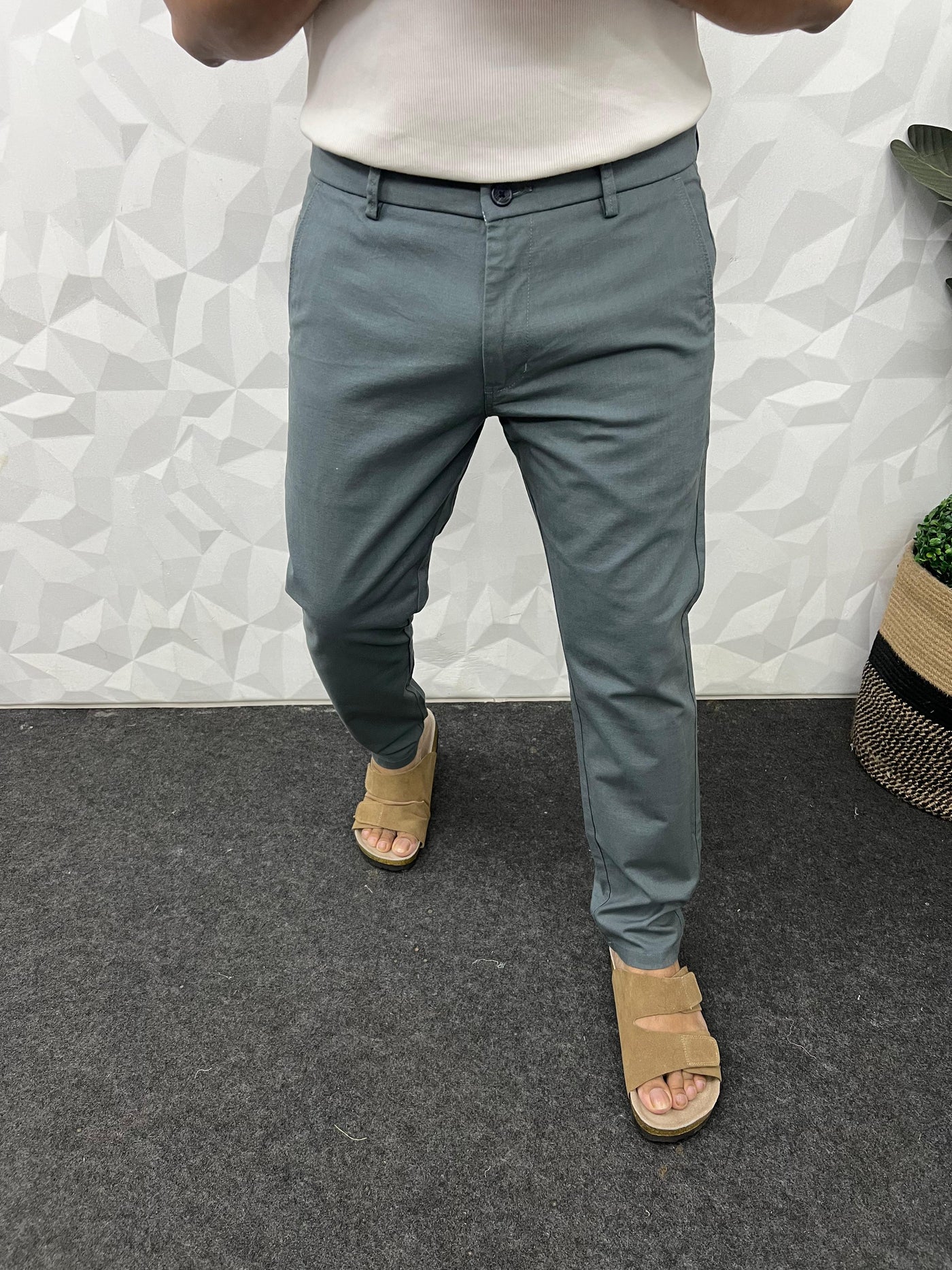 Linen fabric chinos
