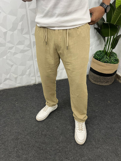 Imported fabric linen pants (Coffee)