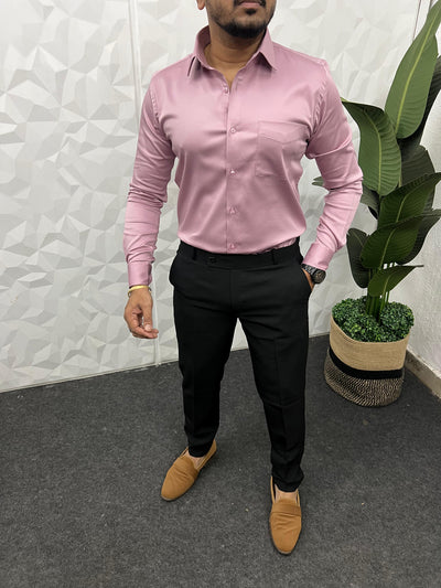 Cotton lycra plain shirt  (Light pink)