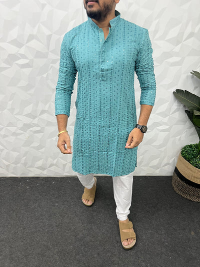 Lucknowi fabric long kurta