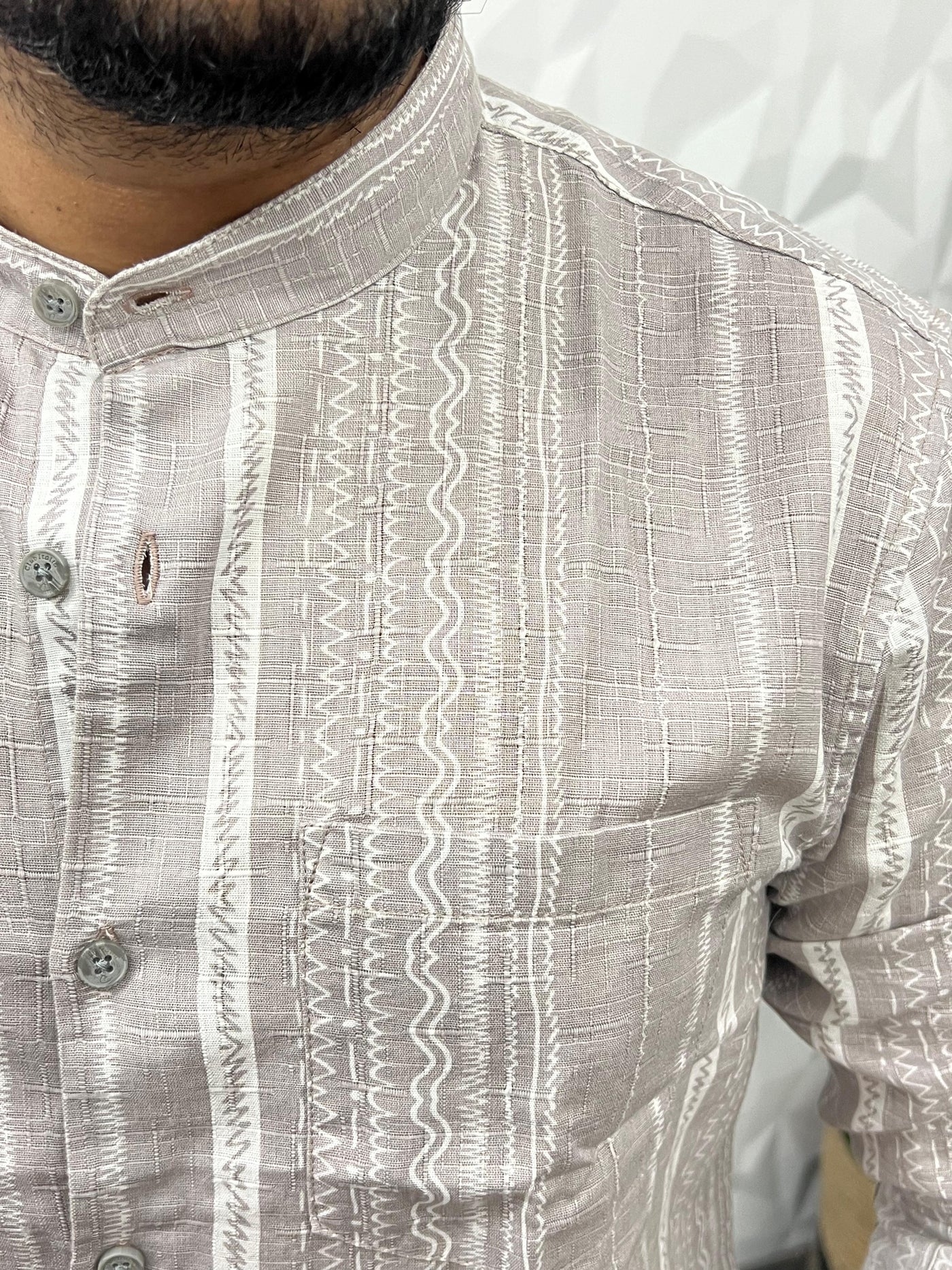 Mandarin collar printed shirt