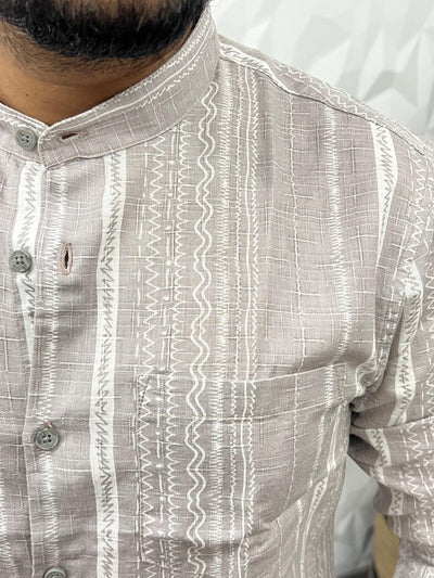 Mandarin collar printed shirt