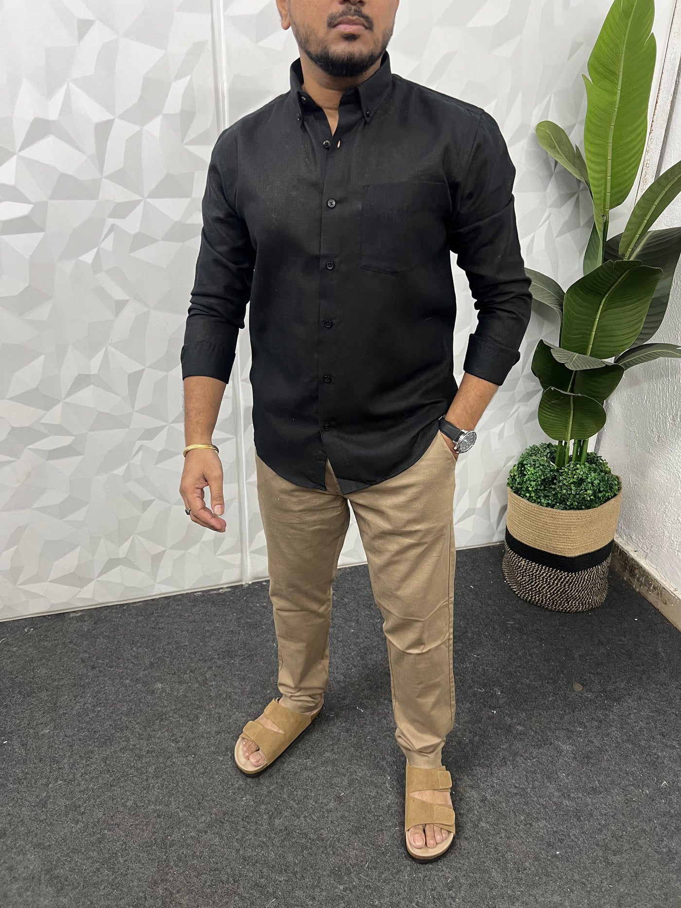 Khadi linen fabric plain shirt