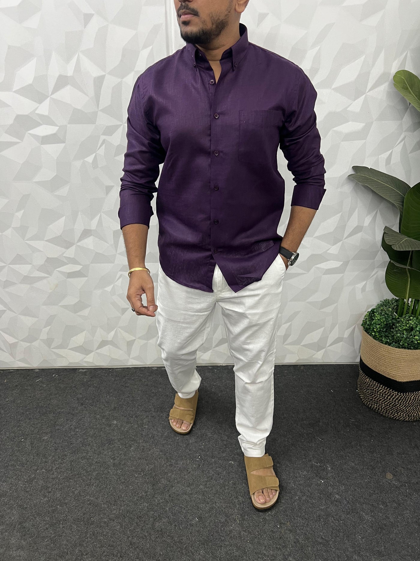 Khadi linen fabric plain shirt