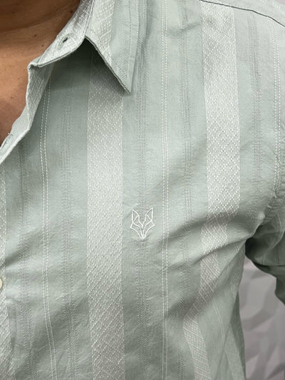 Cotton dobby giza stripes shirt