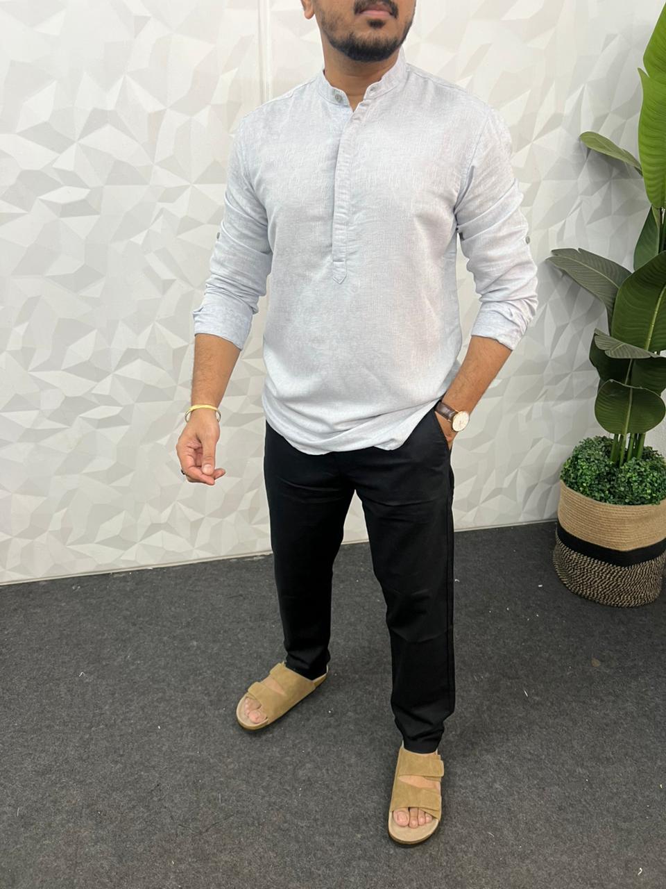 Linen texture short kurta