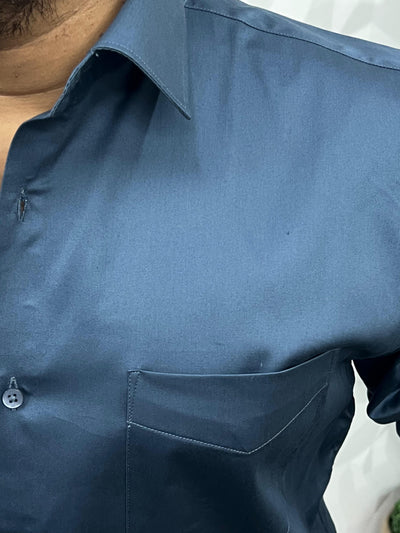 Cotton lycra plain shirt ( Bluish grey )