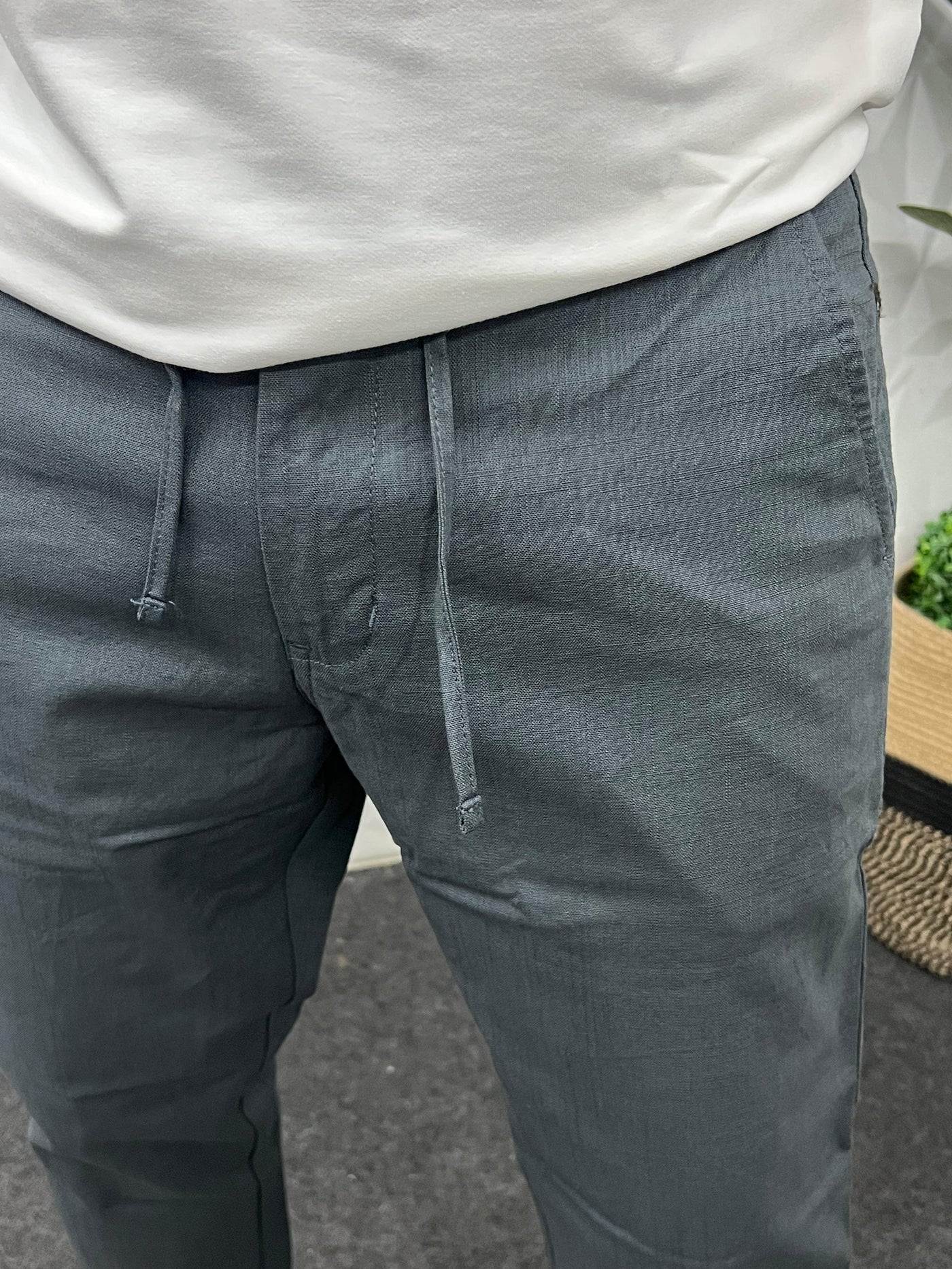 Blend linen fabric chino pant