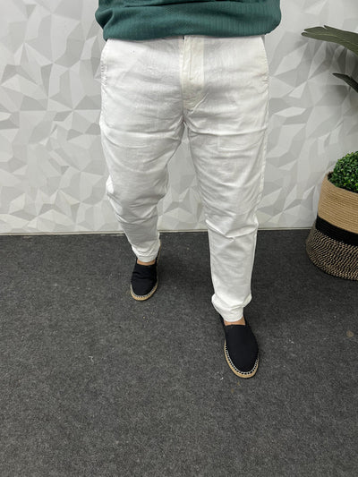 Dobby linen fabric pants