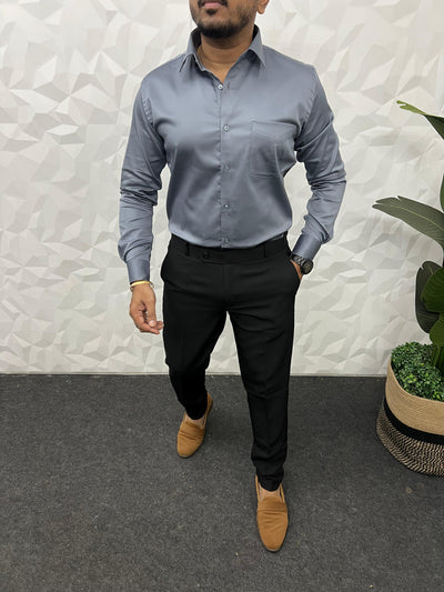 Cotton lycra plain shirt ( Grey )