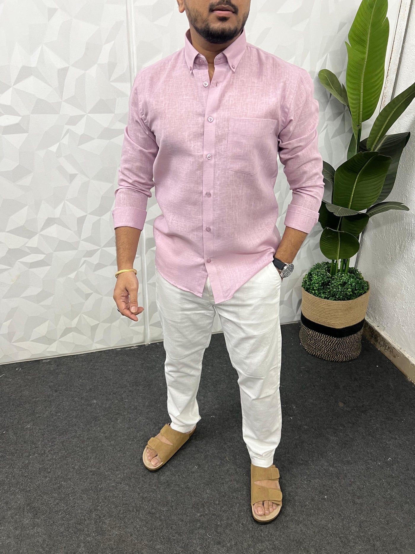 Khadi linen fabric plain shirt