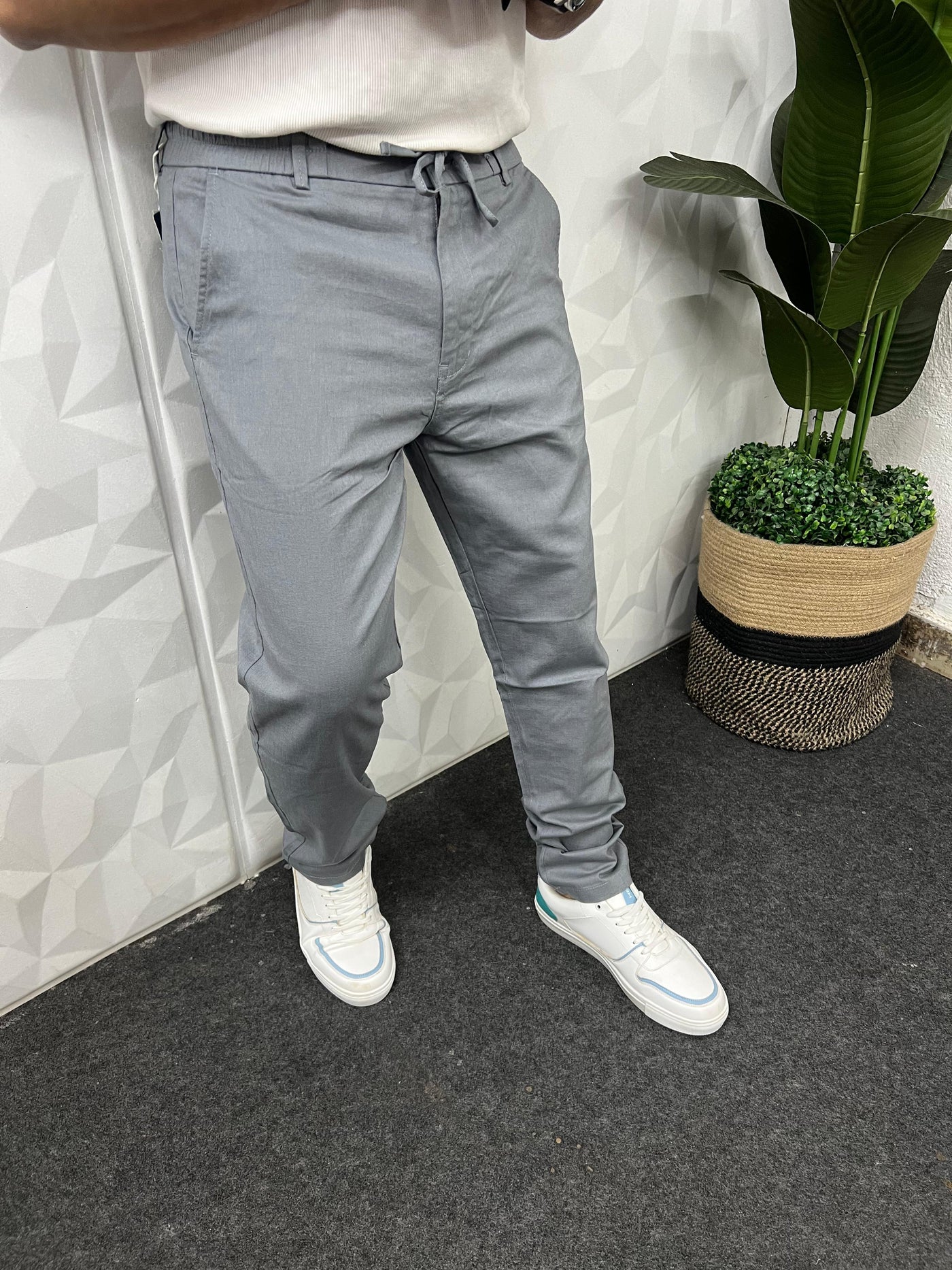 Dobby linen fabric pants