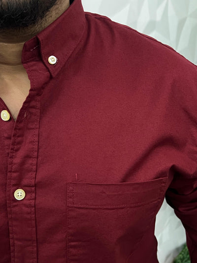 Oxford lycra solid shirt (Maroon)