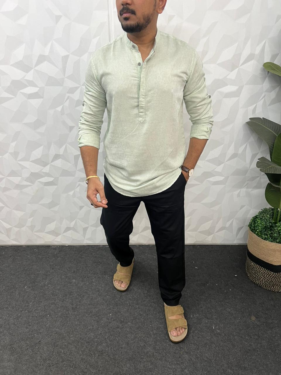 Linen texture short kurta