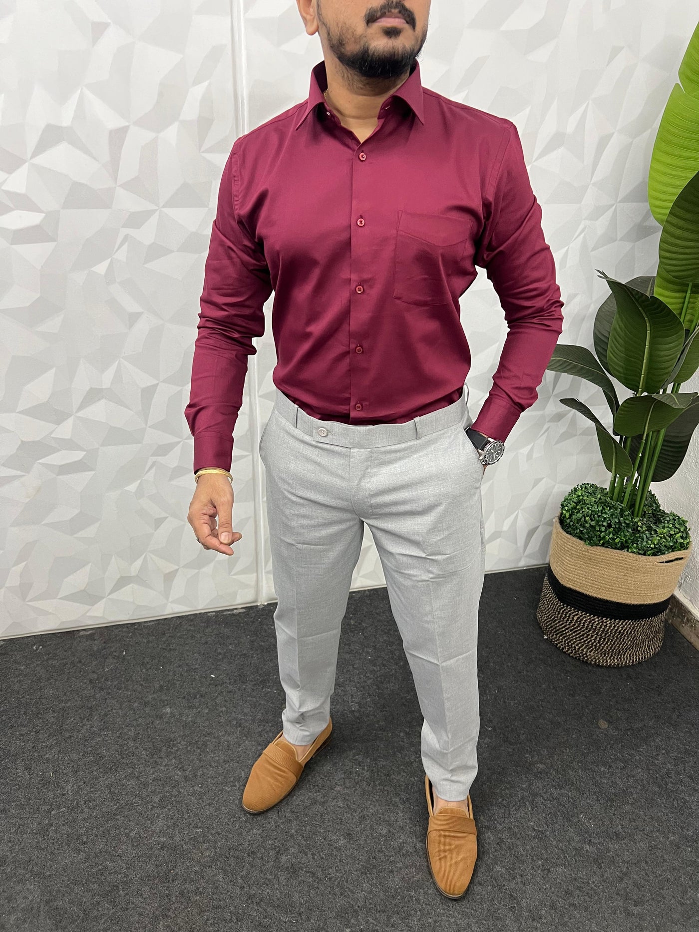 Cotton lycra fabric plain shirt