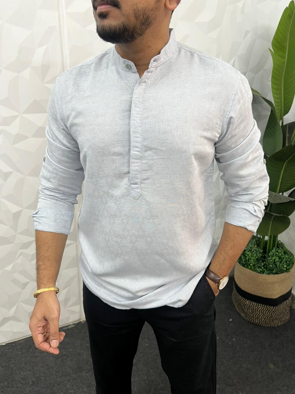 Linen texture short kurta